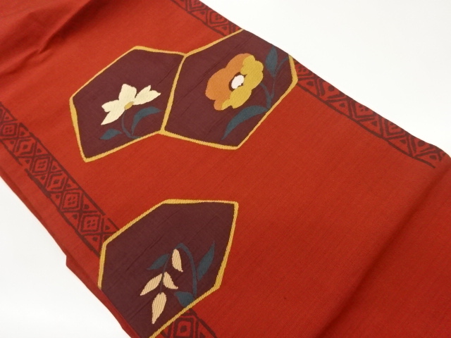 草花模様織出し名古屋帯